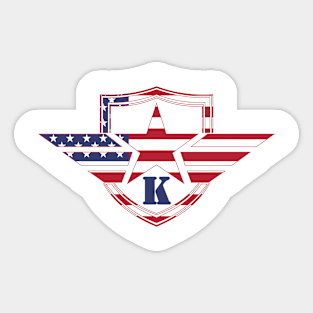 Letter K American Flag Monogram Initial Sticker